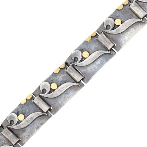 Jean Després Wide Silver and Gold Bracelet, France