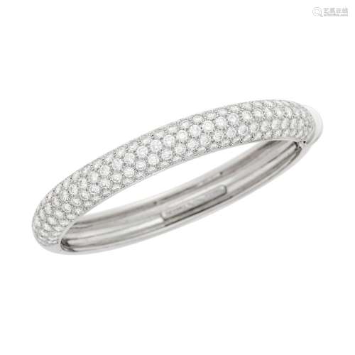 Tiffany & Co. Platinum and Diamond Bombé Bangle Bracelet