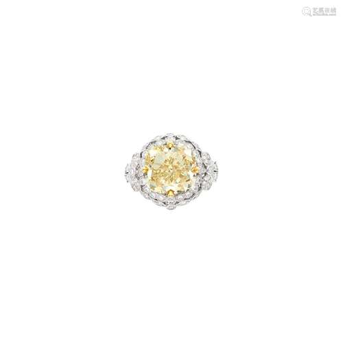 Platinum, Fancy Brownish Yellow Diamond and Diamond Ring