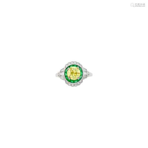 Platinum, Fancy Intense Yellow Diamond, Emerald and Diamond ...