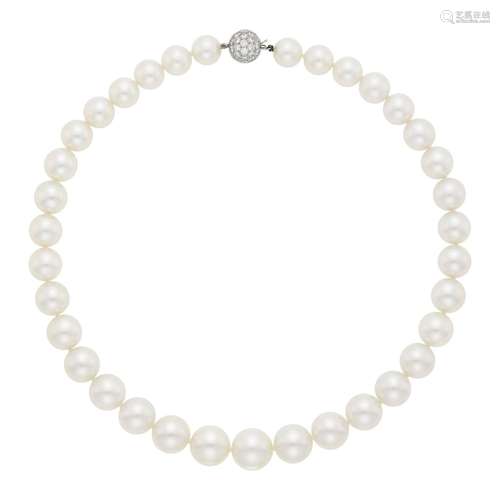 Tiffany & Co. South Sea Cultured Pearl Necklace with Pla...