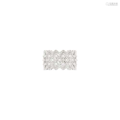 Mario Buccellati Wide White Gold and Diamond Band Ring