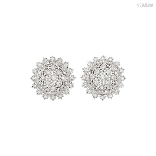 Mario Buccellati Pair of White Gold and Diamond Earrings