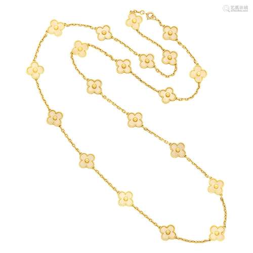 Van Cleef & Arpels Long Two-Color Gold 'Alhambra' Neckla...