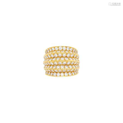 Van Cleef & Arpels Wide Gold and Diamond Ring, France