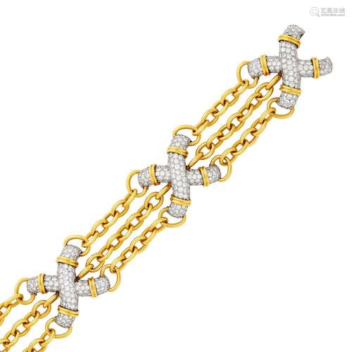 Tiffany & Co., Schlumberger Triple Strand Gold, Platinum...