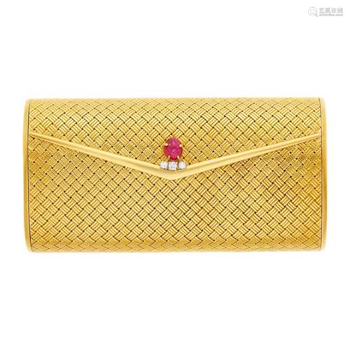 Cartier Gold, Carved Ruby and Diamond Case