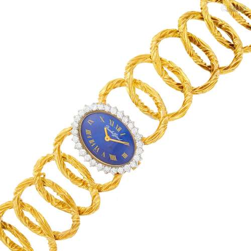 Bueche Girod Gold, Lapis and Diamond Bracelet-Watch