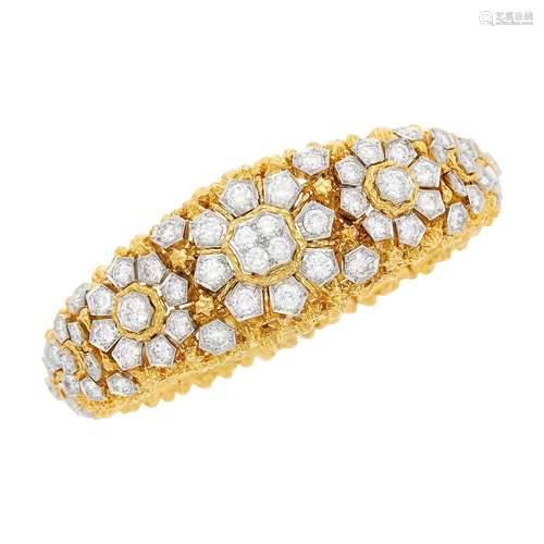 André Vassort Gold, Platinum and Diamond Bracelet, France