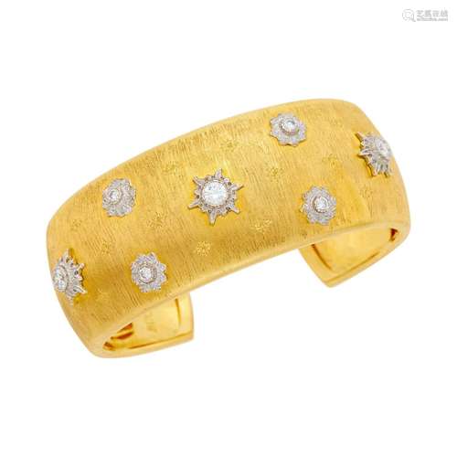 Buccellati Two-Color Gold and Diamond Cuff Bangle Bracelet