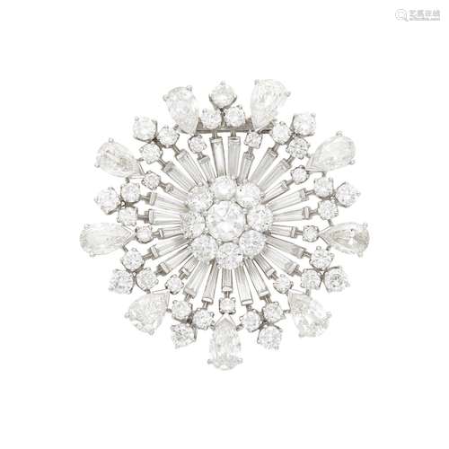 Platinum and Diamond Clip-Brooch