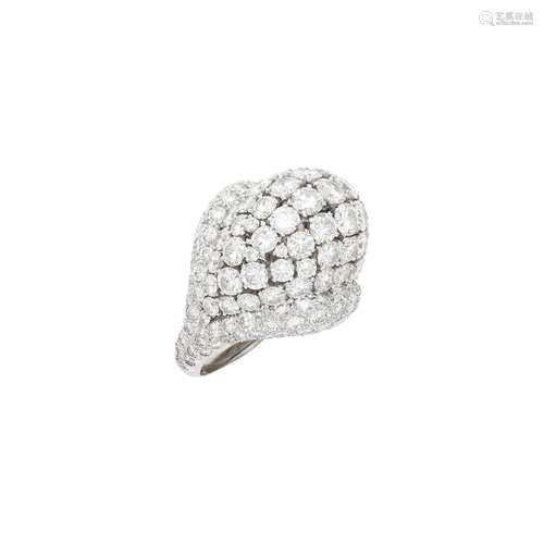 David Webb Platinum and Diamond Dome Ring