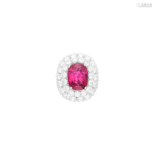 Ruser Platinum, Purple-Pink Sapphire and Diamond Ring