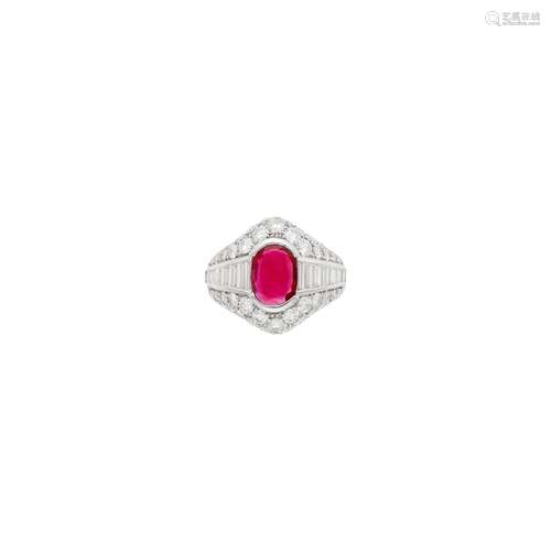 Platinum, Ruby and Diamond Ring