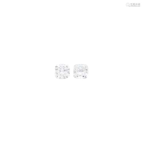 Pair of White Gold and Diamond Stud Earrings