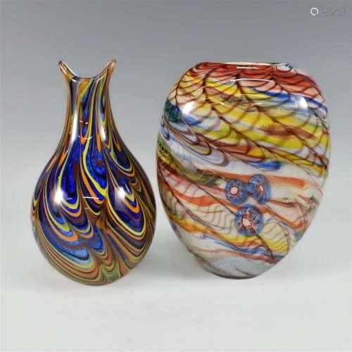 TWO GLASS VASES