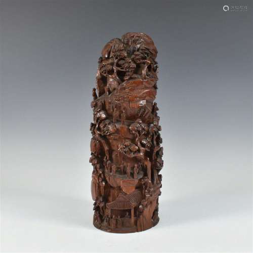 CHINESE QING BAMBOO ROOT CARVING OF MOUNTAIN