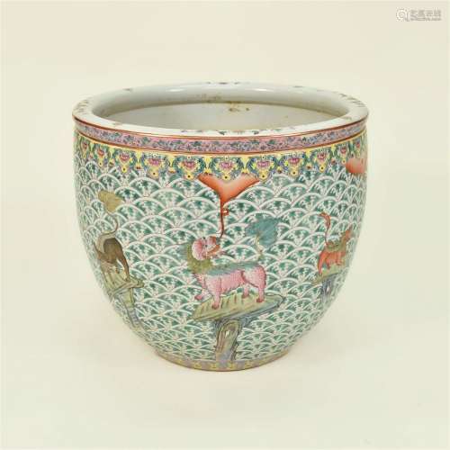 19TH C. CHINESE FAMILLE-ROSE PORCELAIN FISH BOWL
