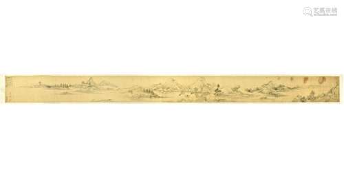 CHINESE OLD LONG SCROLL OF LANDSCAPE XUANZAI DONG