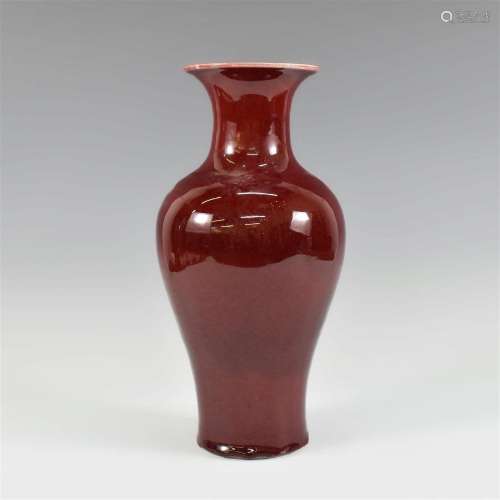 CHINESE PAIR OF RED GLAZED VASES