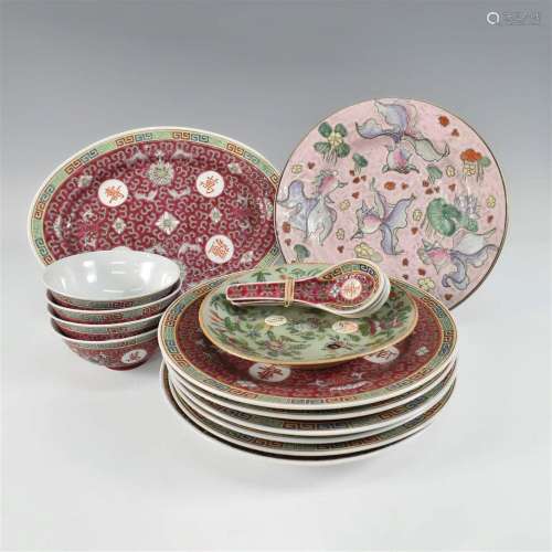 CHINESE PORCELAIN DISHWARE 17 PIECES