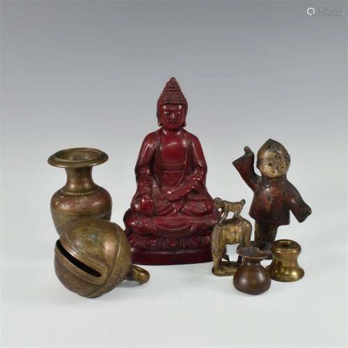 RED BUDDHA & ASSORTED ITEMS 7 PIECES