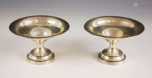 A pair of George V silver pedestal bonbon dishes, Levi and S...