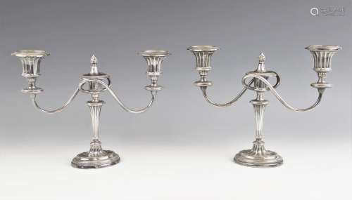 A pair of Edwardian silver candelabras, Ellis & Co, Birm...