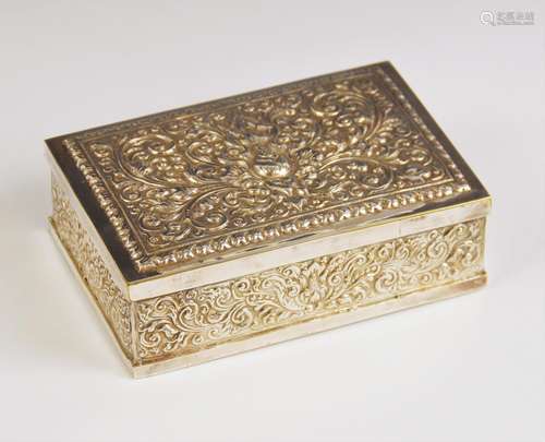 An Eastern style silver plated jewellery casket, of rectangu...