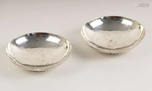 A near pair of George V silver bonbon dishes, 'C.E' ...