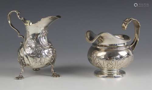 A George IV silver cream jug, J E Terrey and Co, London 1820...