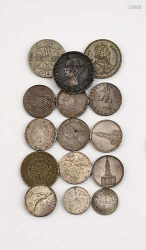 Konv. von 15 div. Silbermünzen