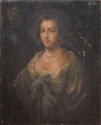 ESCUELA FLAMENCA (S. XVII) - Retrato de dama con escudo