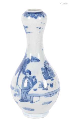 Violetero realizado en porcelana blanca y azul representando...
