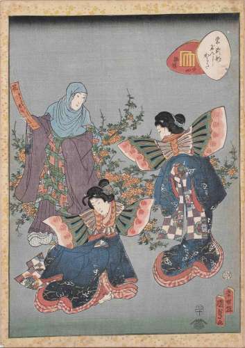 UTAGAWA KUNISADA III - "El baile de las mariposas"...