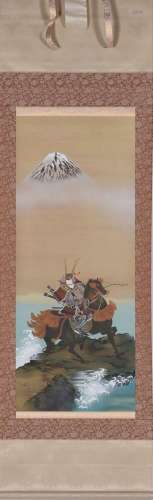 YAMADA KUNIHITO - "Samurai a caballo con el Monte Fuji ...