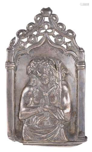 Portapaz realizado en plata representando Ecce Homo por el p...