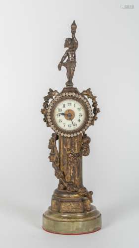 Reloj de sobremesa realizado en bronce en forma de columna, ...