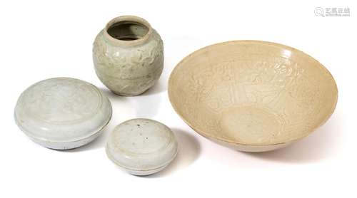 FOUR CHINESE MOULDED WARES, SONG DYNASTY AND LATER