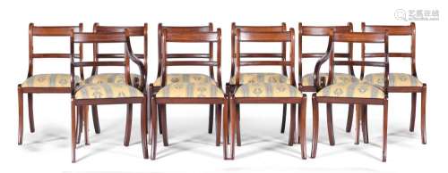 Lote compuesto por ocho sillas y dos sillones realizados en ...