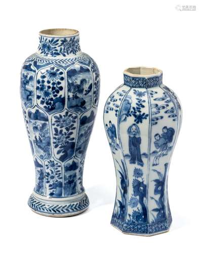 A CHINESE BLUE AND WHITE BALUSTER VASE, KANGXI PERIOD (1662-...