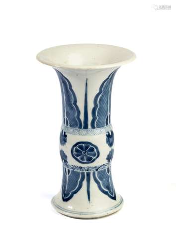 A CHINESE BLUE AND WHITE BEAKER VASE, 'GU', 18TH CEN...