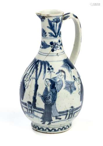 A JAPANESE BLUE AND WHITE JUG, EDO PERIOD, LATE 17TH CENTURY