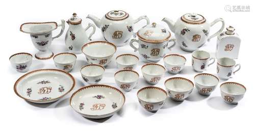 A CHINESE EXPORT FAMILLE-ROSE PART TEA SERVICE, 18TH CENTURY