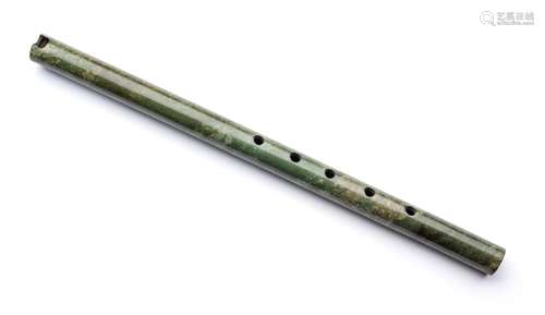 A CHINESE OR KOREAN JADE TRANSVERSE FLUTE, PROBABLY 19TH CEN...