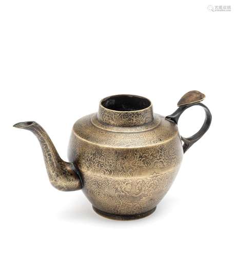 A SMALL CHINESE BRASS TEAPOT, TONGZHI MARK AND PROBABLY OF T...