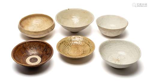 SIX MONOCHROME GLAZED BOWLS, VIETNAM,, 12TH-14TH CENTURY