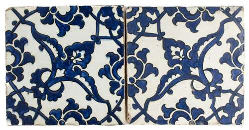 TWO 'DOME OF THE ROCK' TILES, OTTOMAN PALESTINE OR S...