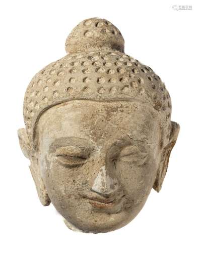 A GANDHARA STUCCO HEAD OF BUDDHA, NORTH-WESTERN PAKISTAN, 4T...