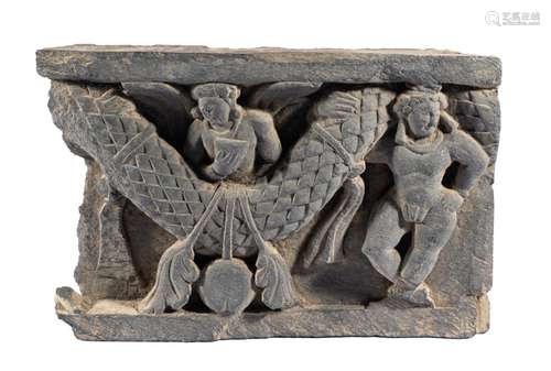 A GANDHARA GREY SCHIST RELIEF PANEL, NORTH-WESTERN PAKISTAN,...